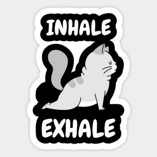 cute inhale exhale cat yoga Sticker